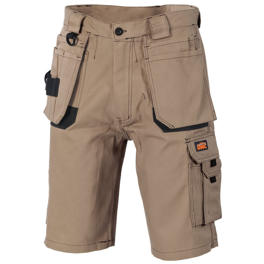 Duratex Cotton Duck Weave Tradies Cargo Shorts - with twin holster tool pocket