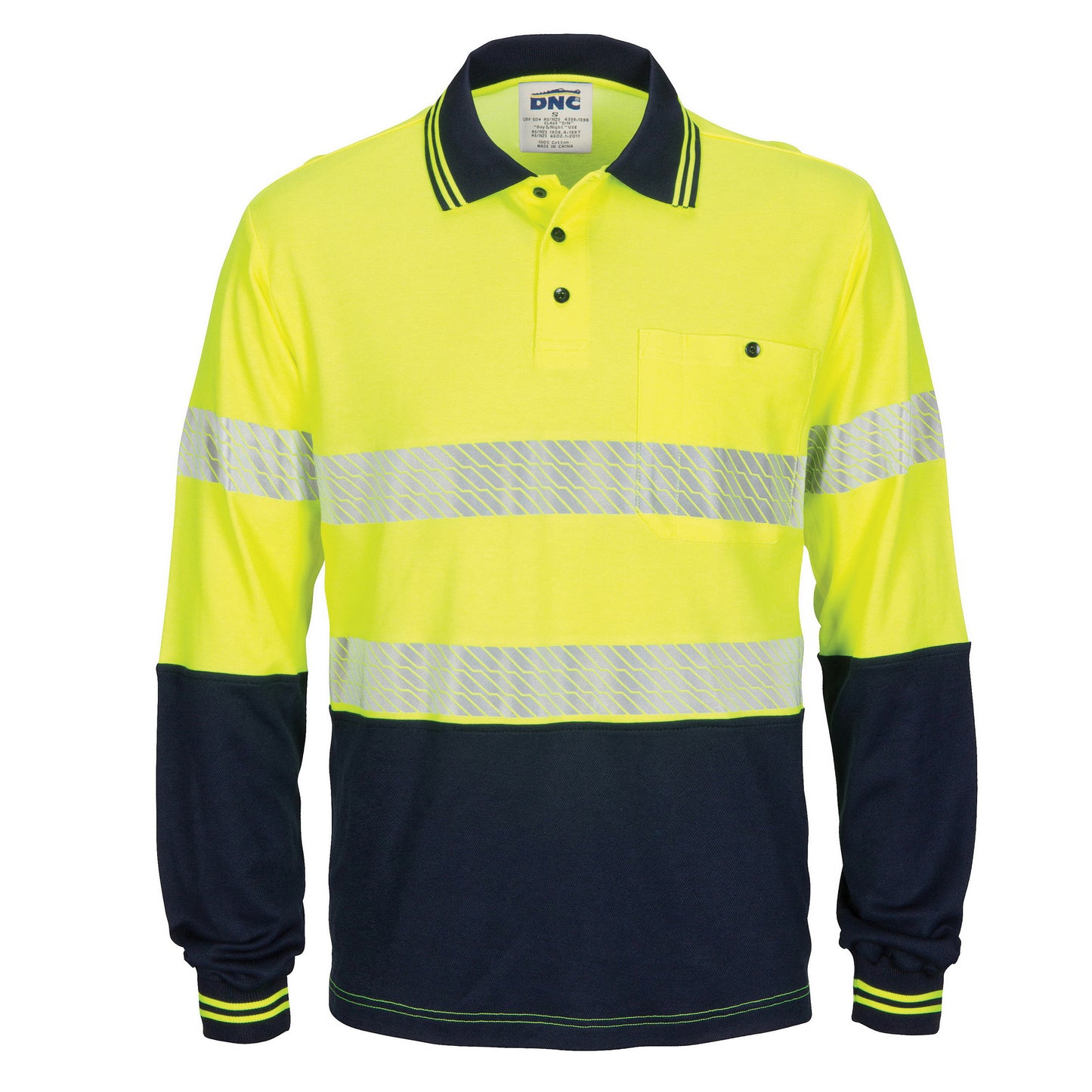 HIVIS Segment Taped Cotton Backed Polo - Long Sleeve