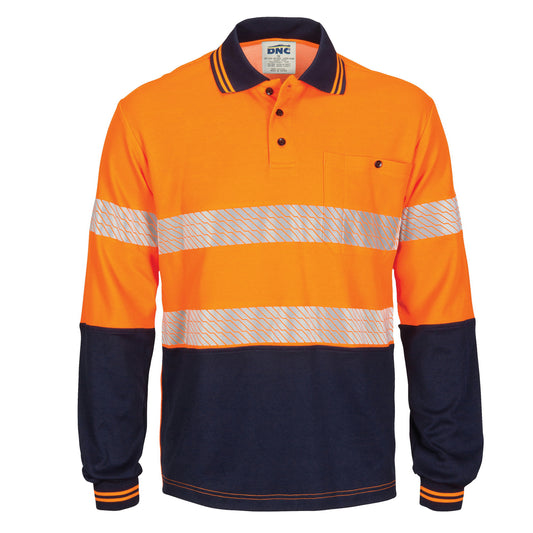 HIVIS Segment Taped Cotton Backed Polo - Long Sleeve